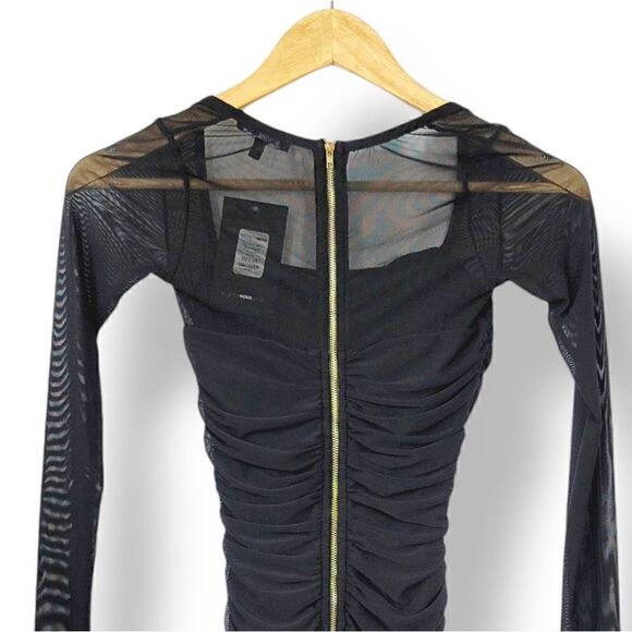 NEW Fashion Nova Oh So Fresh Ruched Mesh Mini Dress in Black Size XS - Picture 5 of 11